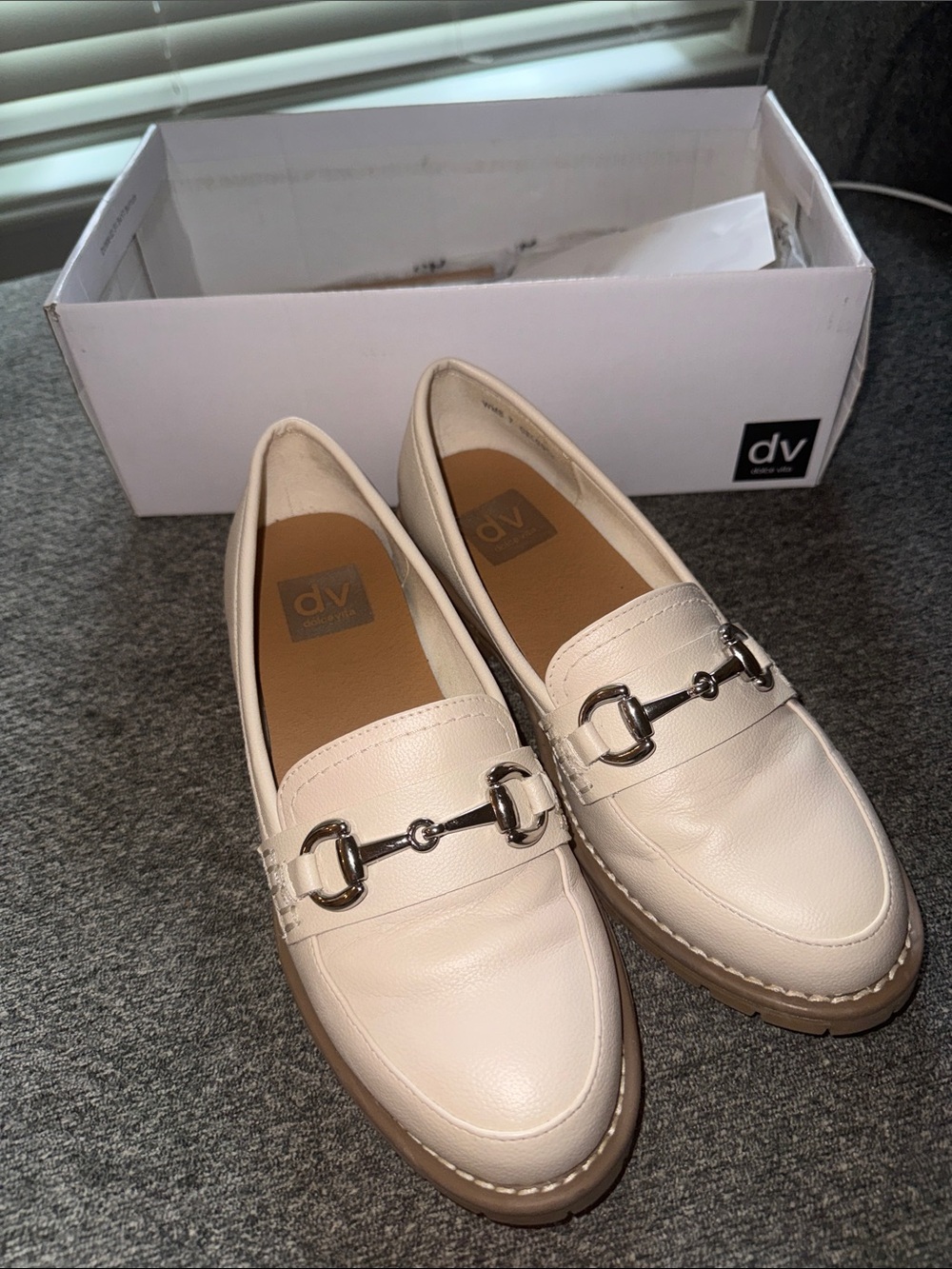 DV by Dolce Vita Cream Leather Bit-Detail Loafers